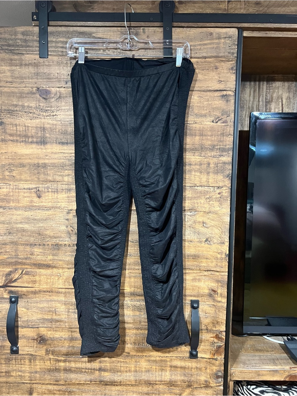Free People Black Ruched Ankle Pants